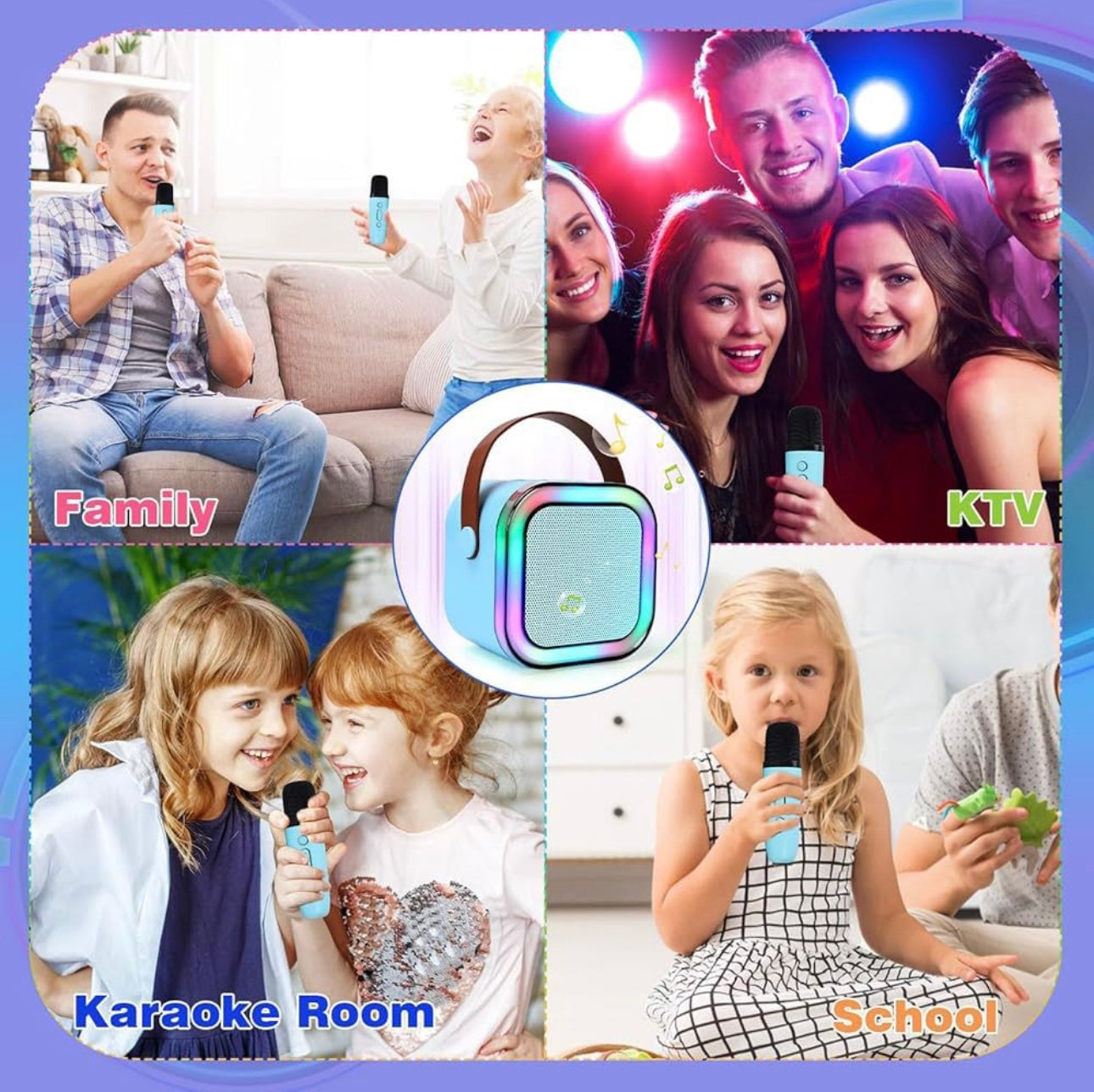Boxa karaoke portabila, cu microfon wireless, USB, SD card , 14×12.5×7cm