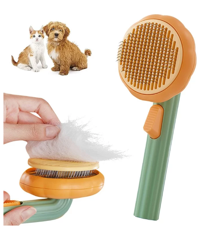 Perie pentru parul animalelor de companie, cu buton