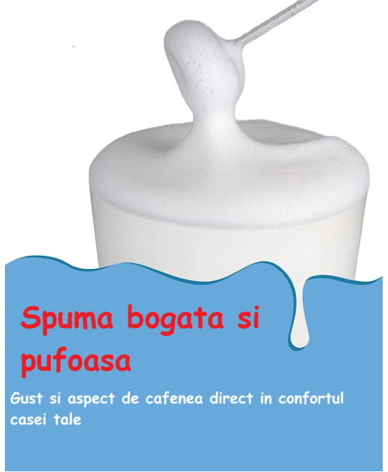 Mixer spuma lapte, Electric cu baterie, bauturi calde/reci, maner izolat termic, otel inoxidabil, Pentru latte, ciocolata calda, cappuccino, frappe, usor de folosit