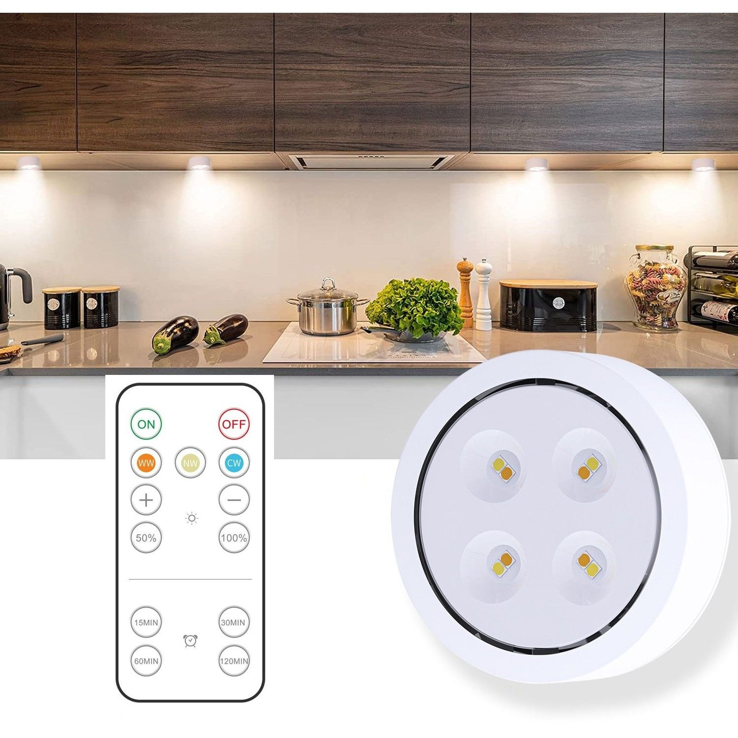 Lampa LED fără fir, cu baterii, 3 culori de lumină, cu telecomandă
