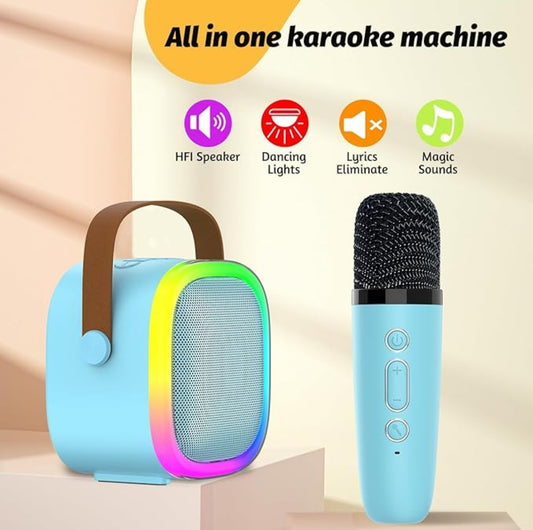 Boxa karaoke portabila, cu microfon wireless, USB, SD card , 14×12.5×7cm
