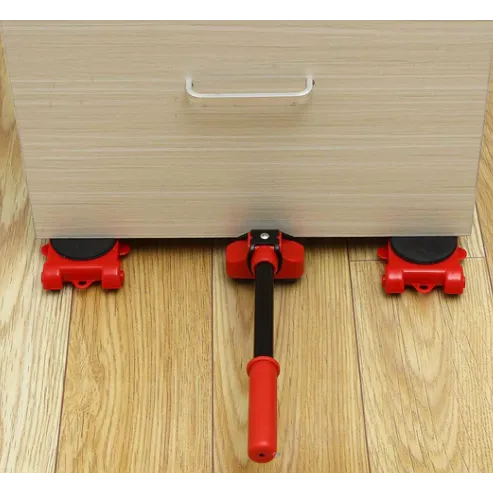 Set transportat si ridicat mobila, cu role pentru ridicat si mutat obiecte grele, maxim 150 kg, Rosu