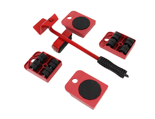 Set transportat si ridicat mobila, cu role pentru ridicat si mutat obiecte grele, maxim 150 kg, Rosu