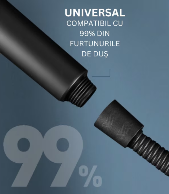 Cap de dus, cu Perie de Masaj, Peri Silicon, 3 Moduri de Presiune Apa, Filtru Purificare Apa Inclus, Forma Ergonomica, Gri Metalic