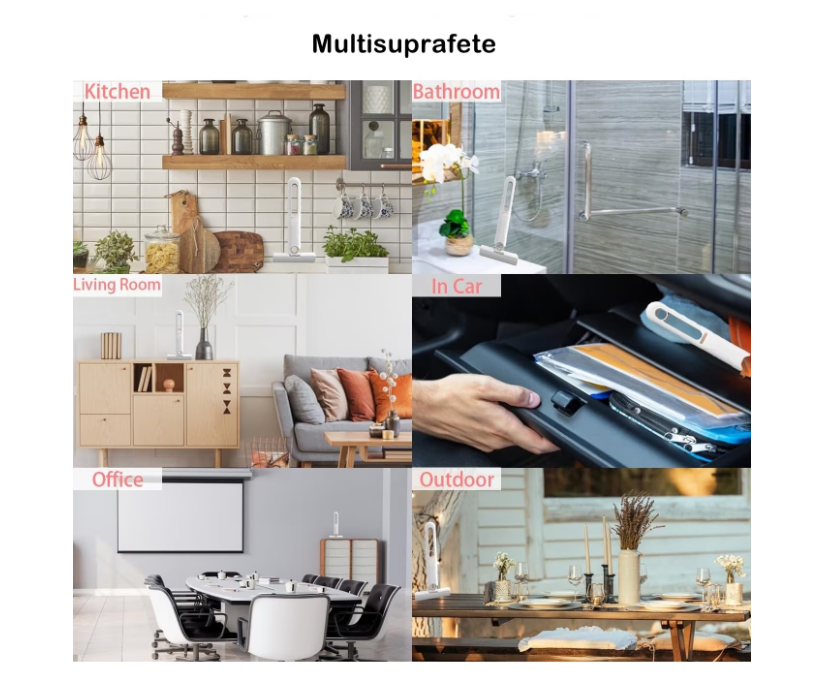 Mini Mop cu Autostoarcere Pentru Suprafete si Geamuri, Spalare Umeda sau Uscata, Alb/gri