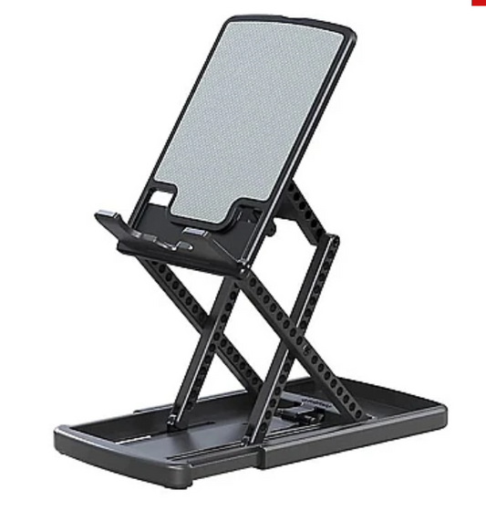 Suport Telescopic, pentru Telefon si Tableta, Ajustabil, cu Protectie din Silicon, Negru