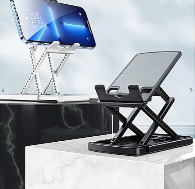 Suport Telescopic, pentru Telefon si Tableta, Ajustabil, cu Protectie din Silicon, Negru
