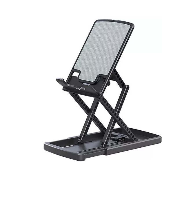 Suport Telescopic, pentru Telefon si Tableta, Ajustabil, cu Protectie din Silicon, Negru