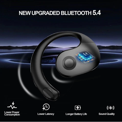 Casti sport stereo OWS T2 True Wireless Apel HD ENC Microfon dublu Reducere zgomot Hifi Silicon moale Design carlig pentru ureche negre