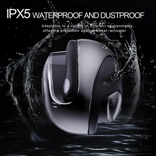 Casti sport stereo OWS T2 True Wireless Apel HD ENC Microfon dublu Reducere zgomot Hifi Silicon moale Design carlig pentru ureche negre