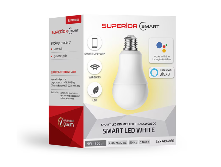 Bec LED Smart 10W, A60, E27, lumina calda, 810 lm, dimabil, Wifi, Superior